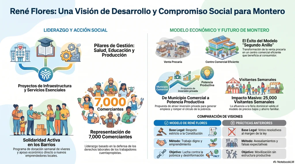 René Flores anuncia apoyo a emprendedores, defiende la feria del Segundo Anillo y plantea una agenda de desarrollo para Montero