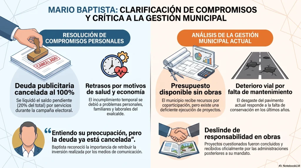 Mario Baptista afirma que saldó deuda con periodista y cuestiona la gestión del Gobierno Municipal de Montero