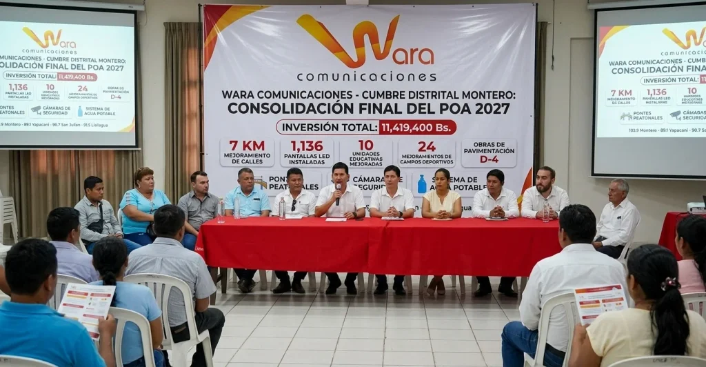 Montero consolida el POA 2027 con más de Bs 11,4 millones para obras priorizadas por los distritos