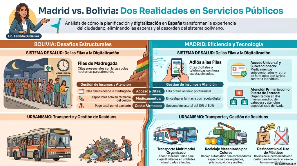 Sistema de salud, transporte y reciclaje en España destacan por su organización, según profesional montereña